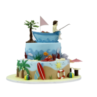 Beach & Boat Cake