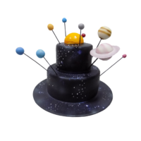 Solar system theme truffle fondant cake