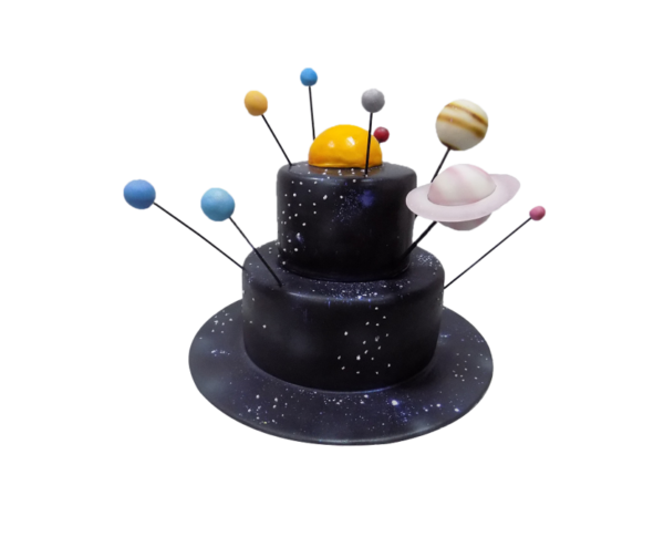 Solar system theme truffle fondant cake